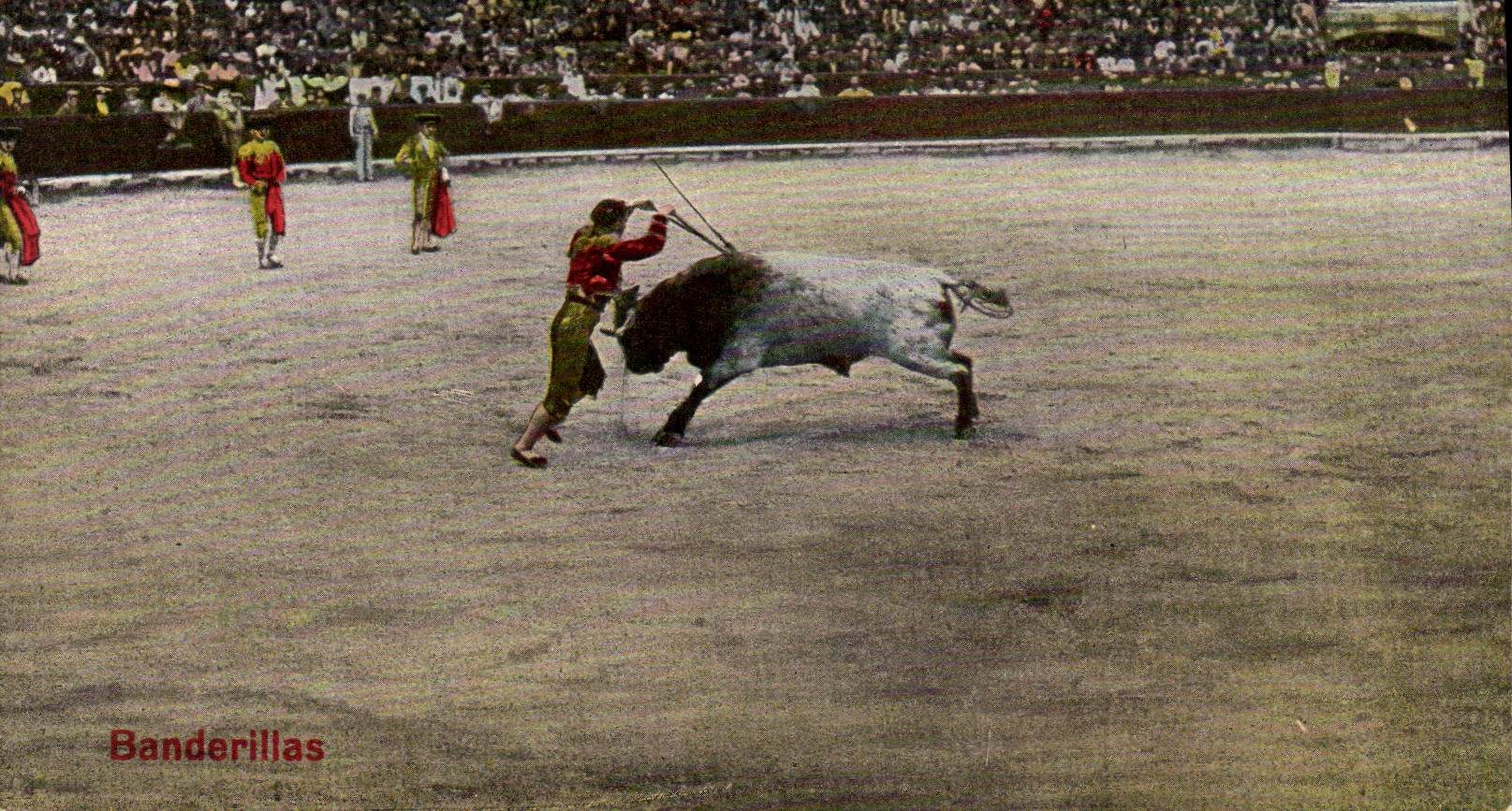 Corrida Toro Banderillas Bull de Espana del deporte de la POSTAL de la VENDIMIA