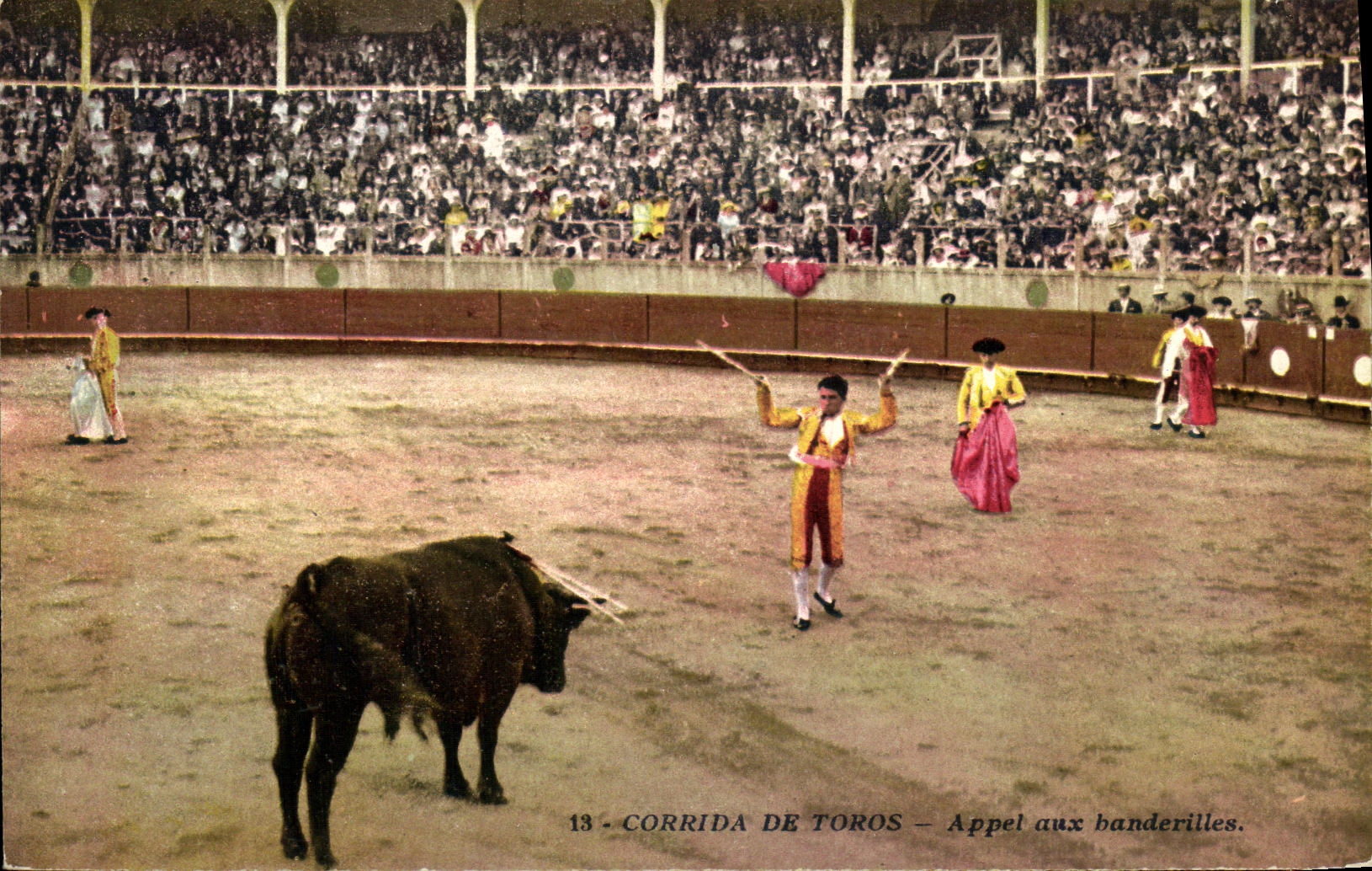 El deporte Espana Corrida Toro Taureau de la POSTAL de la VENDIMIA llamo con los banderillas