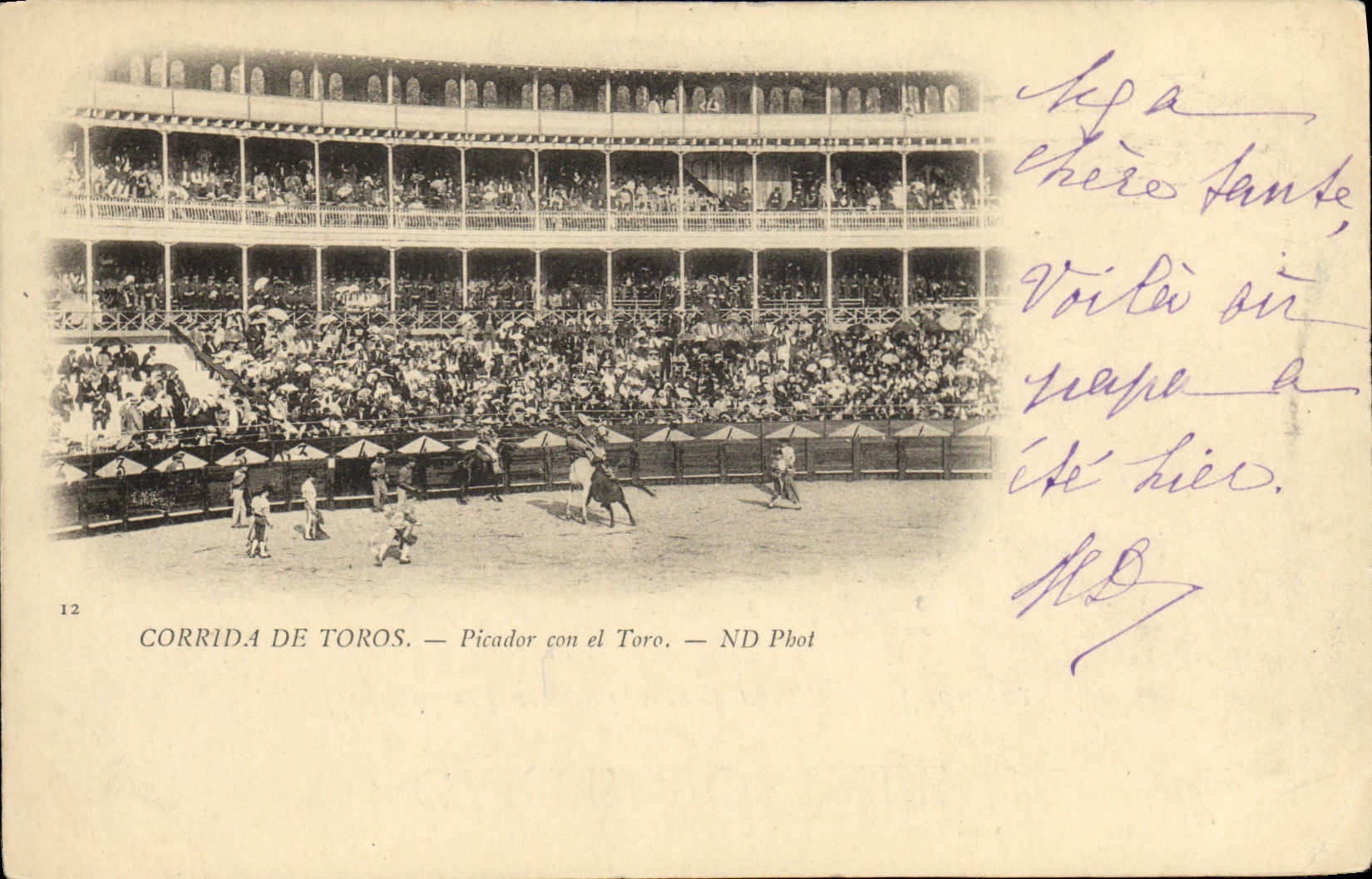 EL Toro del idiota de Toro Bull Picaor de la corrida de Espana del deporte de la POSTAL de la VENDIMIA