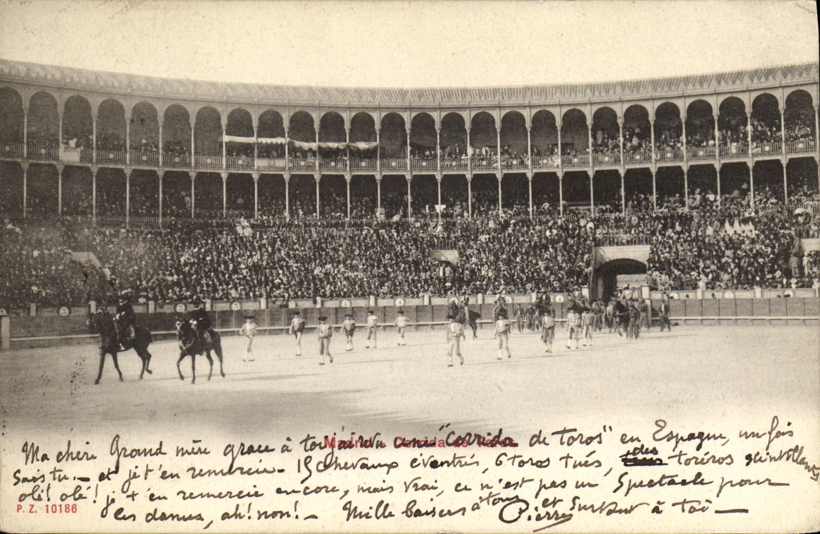 Corrida de Toro Bull de la corrida de Espana del deporte de la POSTAL de la VENDIMIA