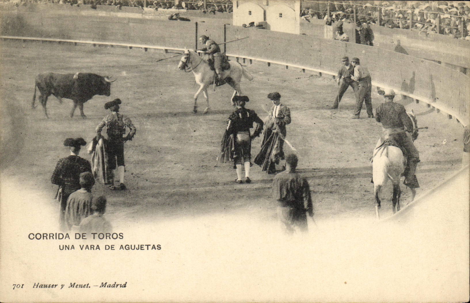 Corrida Toro Bull Una Vara de Agujetas de Espana del deporte de la POSTAL de la VENDIMIA