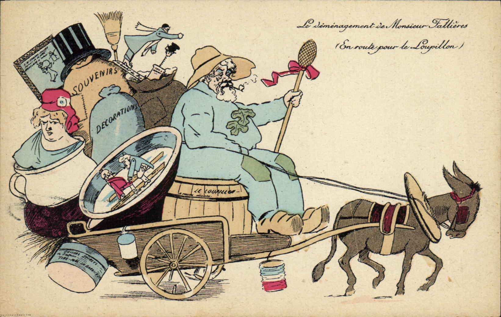 CPA Le demenagement de Monsieur Fallieres En route pour le Loupillon Marianne