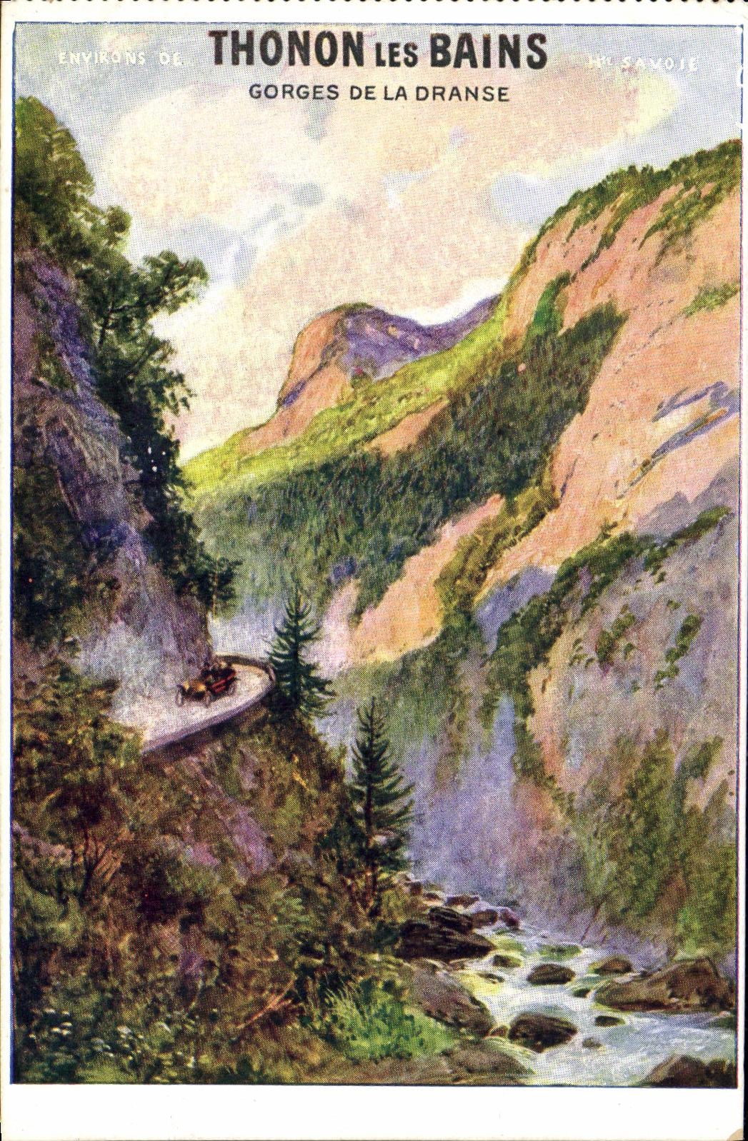 VINTAGE POSTCARD Thonon les Bains Falls of Dranse