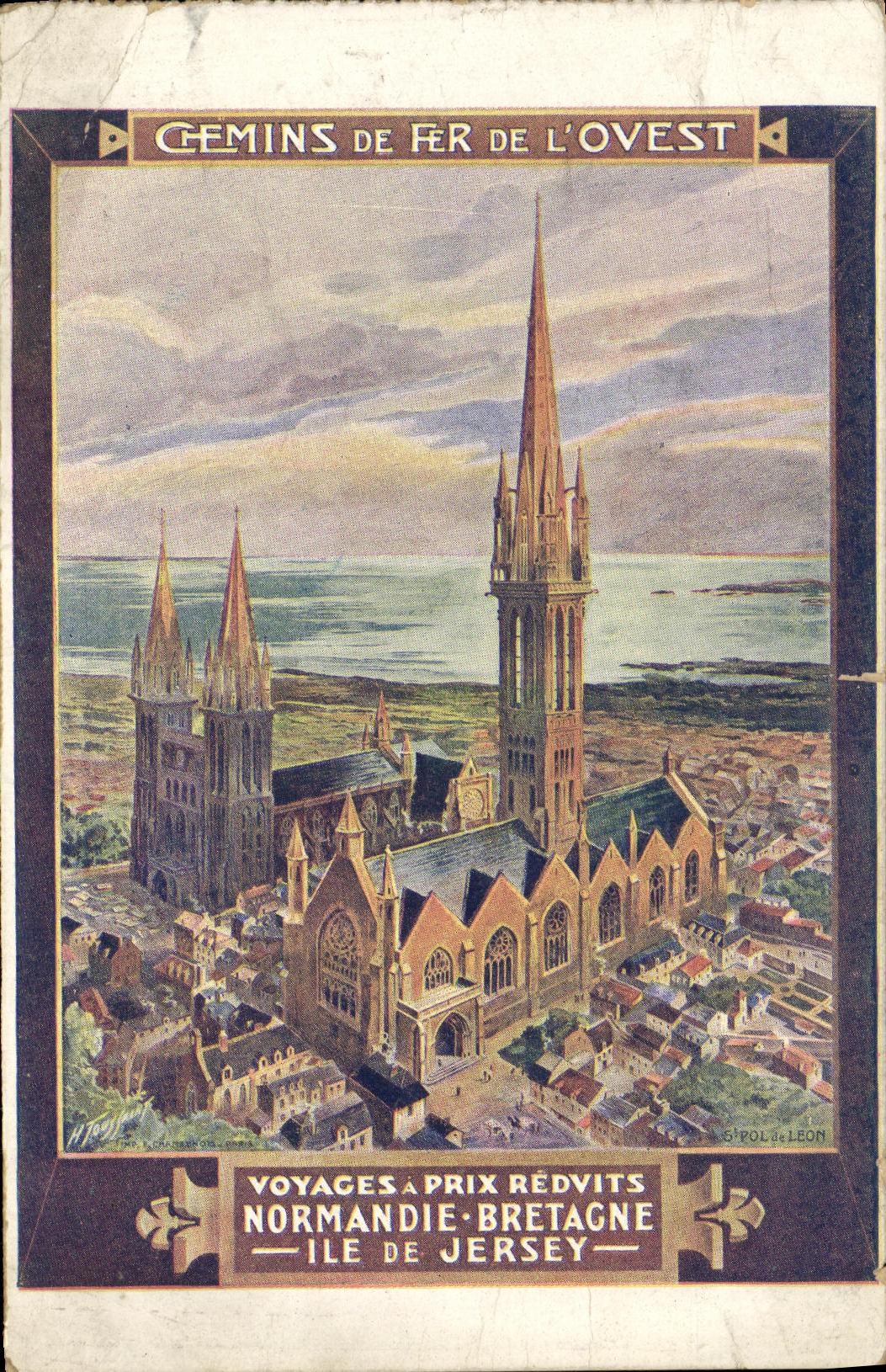 VINTAGE POSTCARD Railroads of L Western Normandy Brittany Island of Jersey