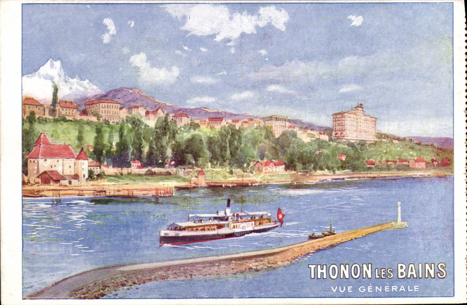 CPA Thonon les Bains Vue generale Bateau