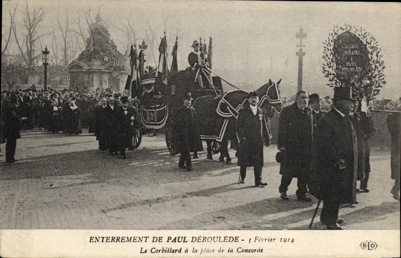 CPA Enterrement de Paul Deroulede 3 fevrier 1914 Le corbillard a la place de la Concorde