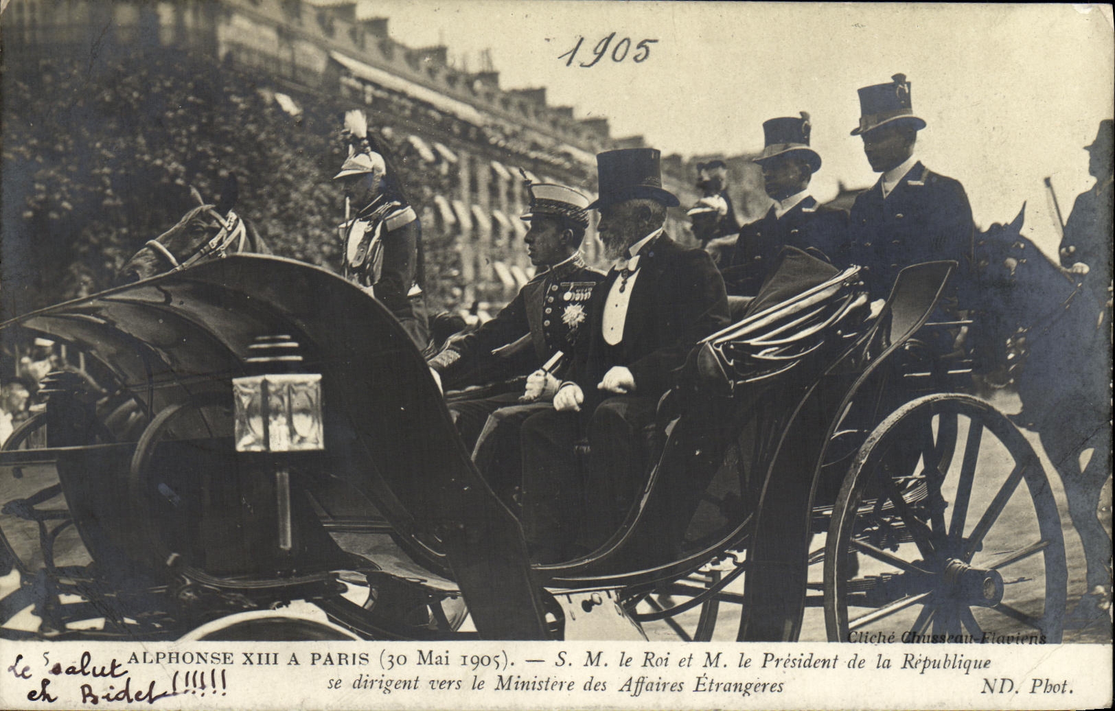 CPA Visite de SM Alphonse XIII a Paris SM le roi et le M le President de la Republique Affaires Etrangeres