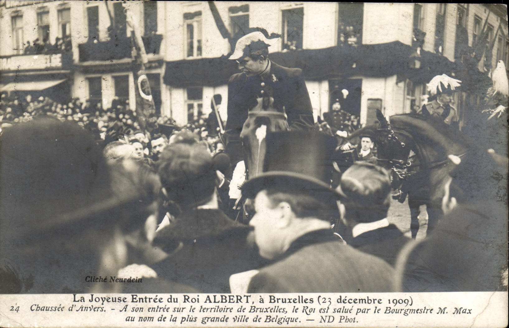CPA La joyeuse entree du Roi Albert a Bruxelles 23 decembre 1909 Chaussee d Anvers