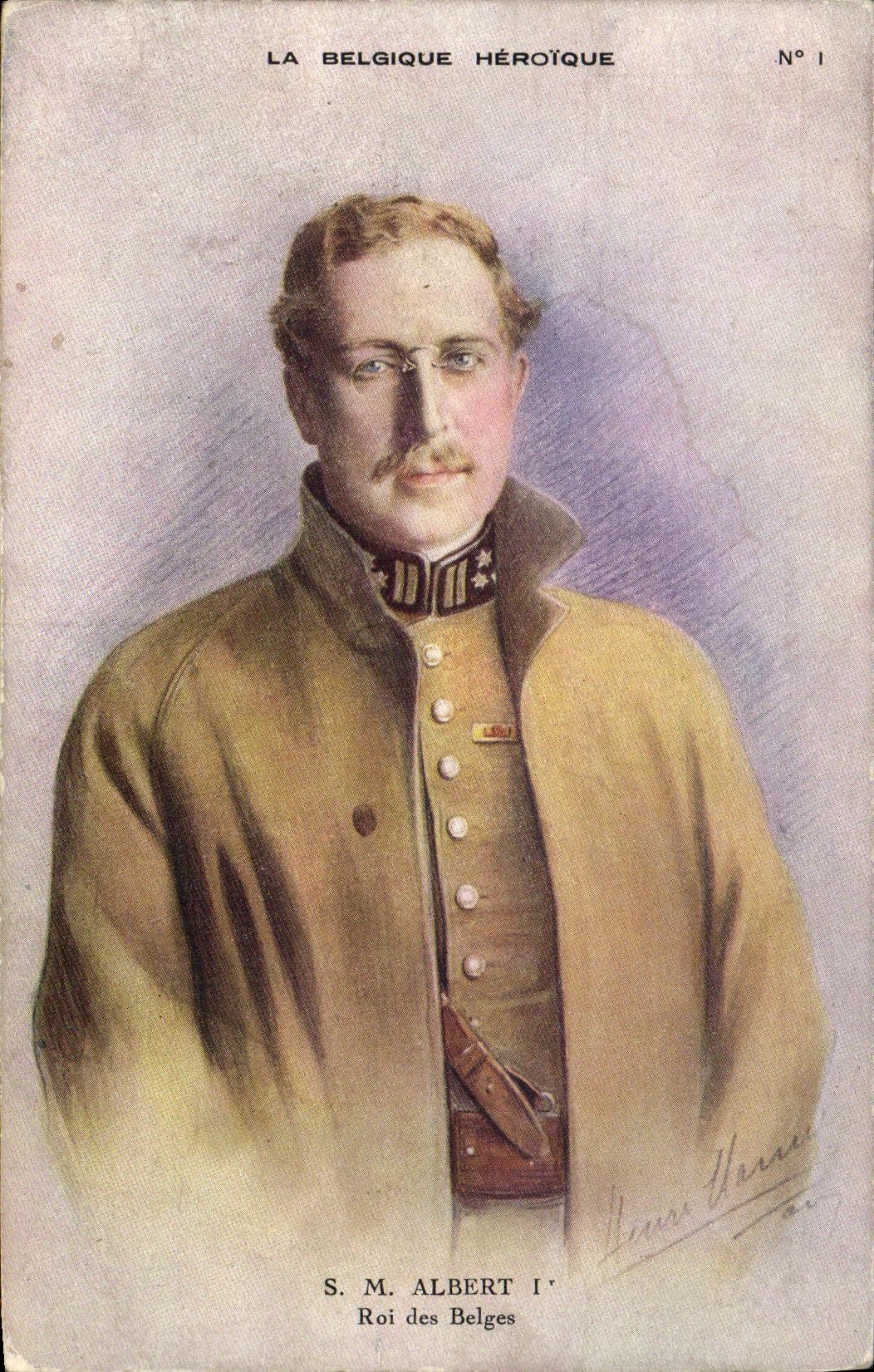 VINTAGE POSTCARD Albert 1st King of the Belgians heroic Belgium