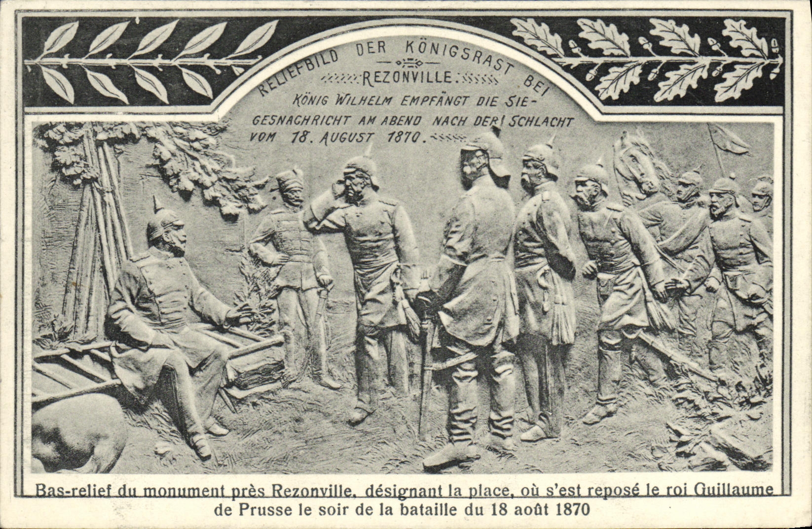 CPA Bas relief du monument pres REzonville designant la place ou s est repose Guillaume de Prusse 1870 Militaria