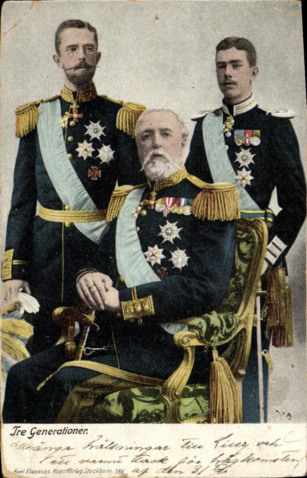 VINTAGE POSTCARD Tre Generationer Sweden