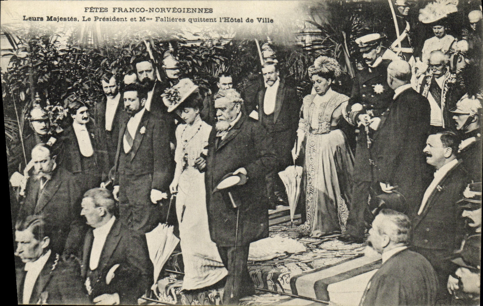 Los festivales noruegos libres de la POSTAL de la VENDIMIA el presidente y la senora Fallieres dejan L ayuntamiento Paris Noruega