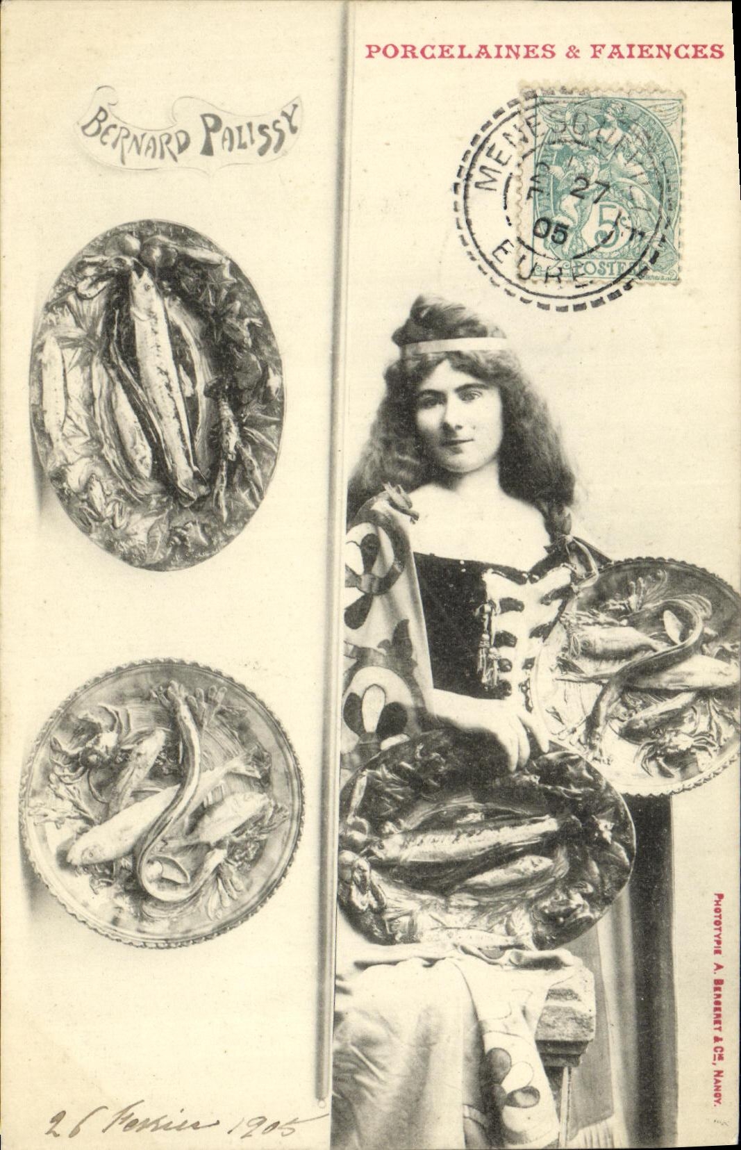 VINTAGE POSTCARD Fantasy Woman Porcelains and earthenware Bernard Palissy