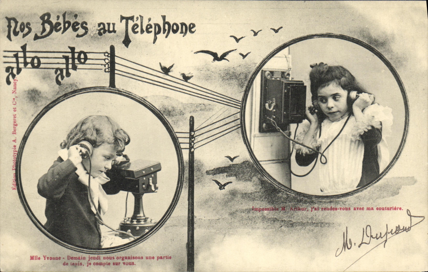 CPA Fantaisie Femme Nos bebes au telephone