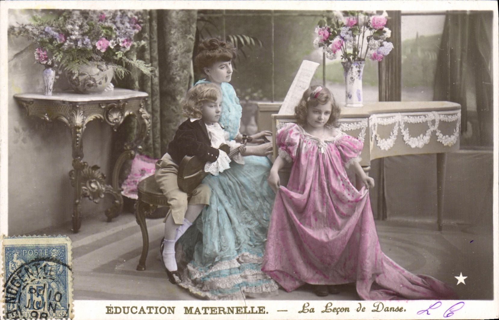 VINTAGE POSTCARD Fantasy Children Piano Violin