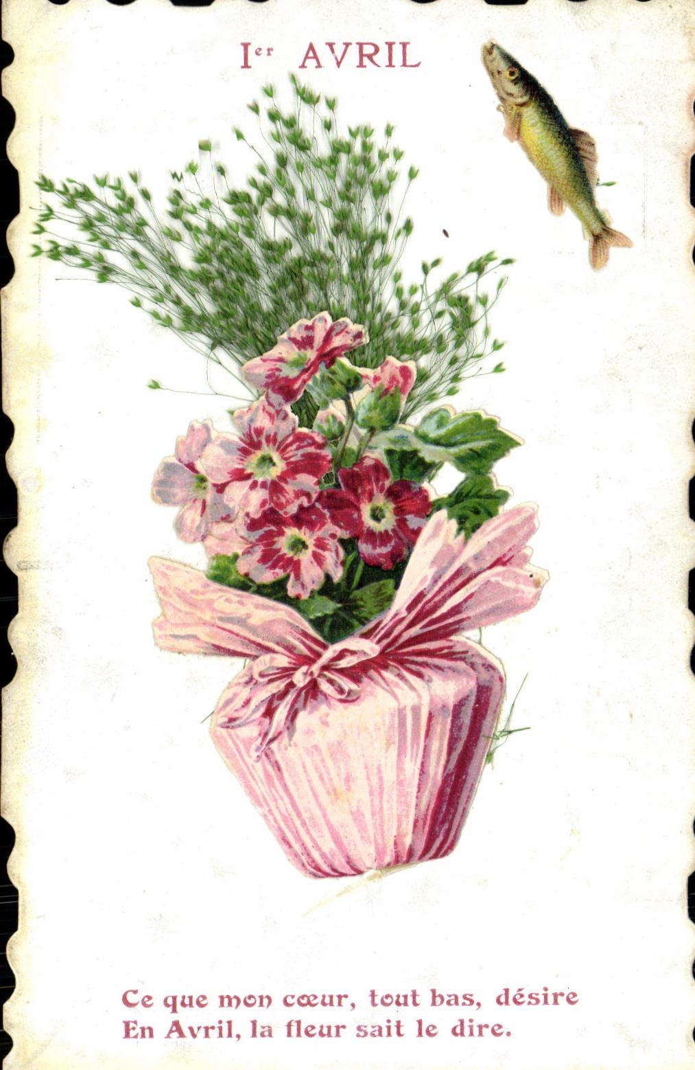 CPA Fantaisie 1er Avril Fleurs Poisson