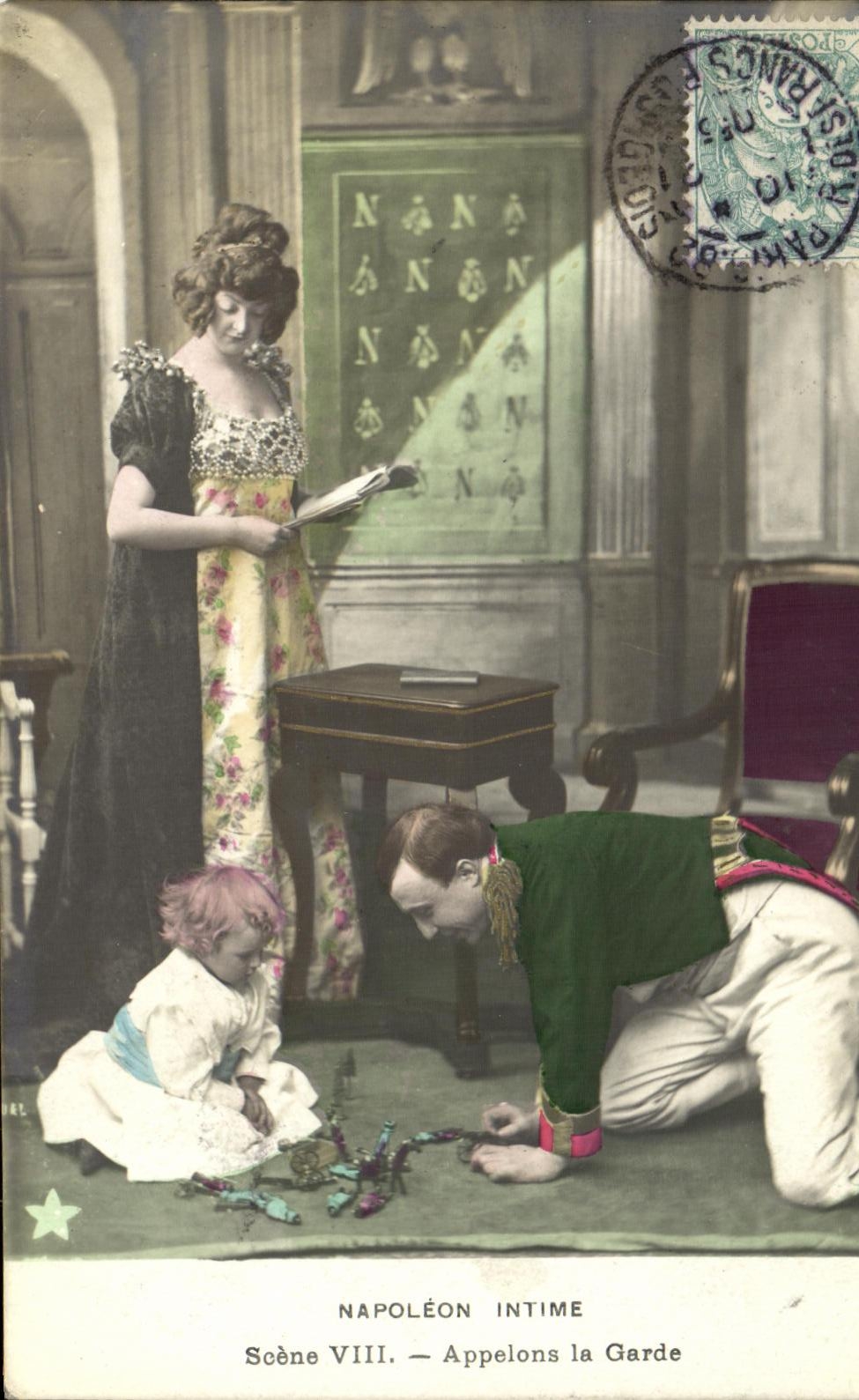 VINTAGE POSTCARD intimate Fantaisie Napoleon Let us call the Guard