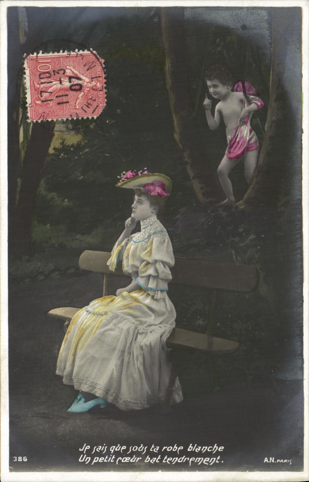 CPA Fantaisie Femme Ange 