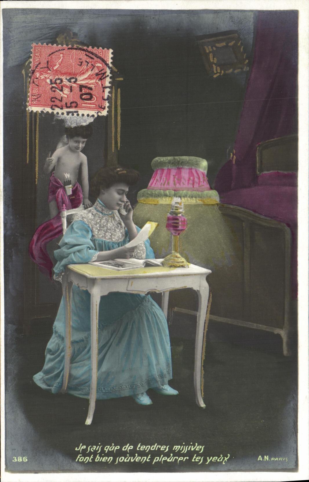 CPA Fantaisie Femme Ange