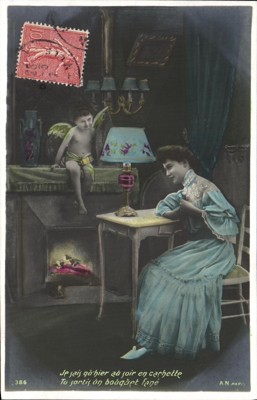 CPA Fantaisie Femme Ange