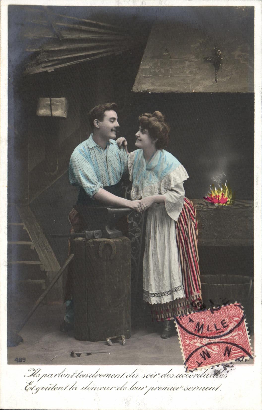 CPA Fantaisie Femme Forgeron