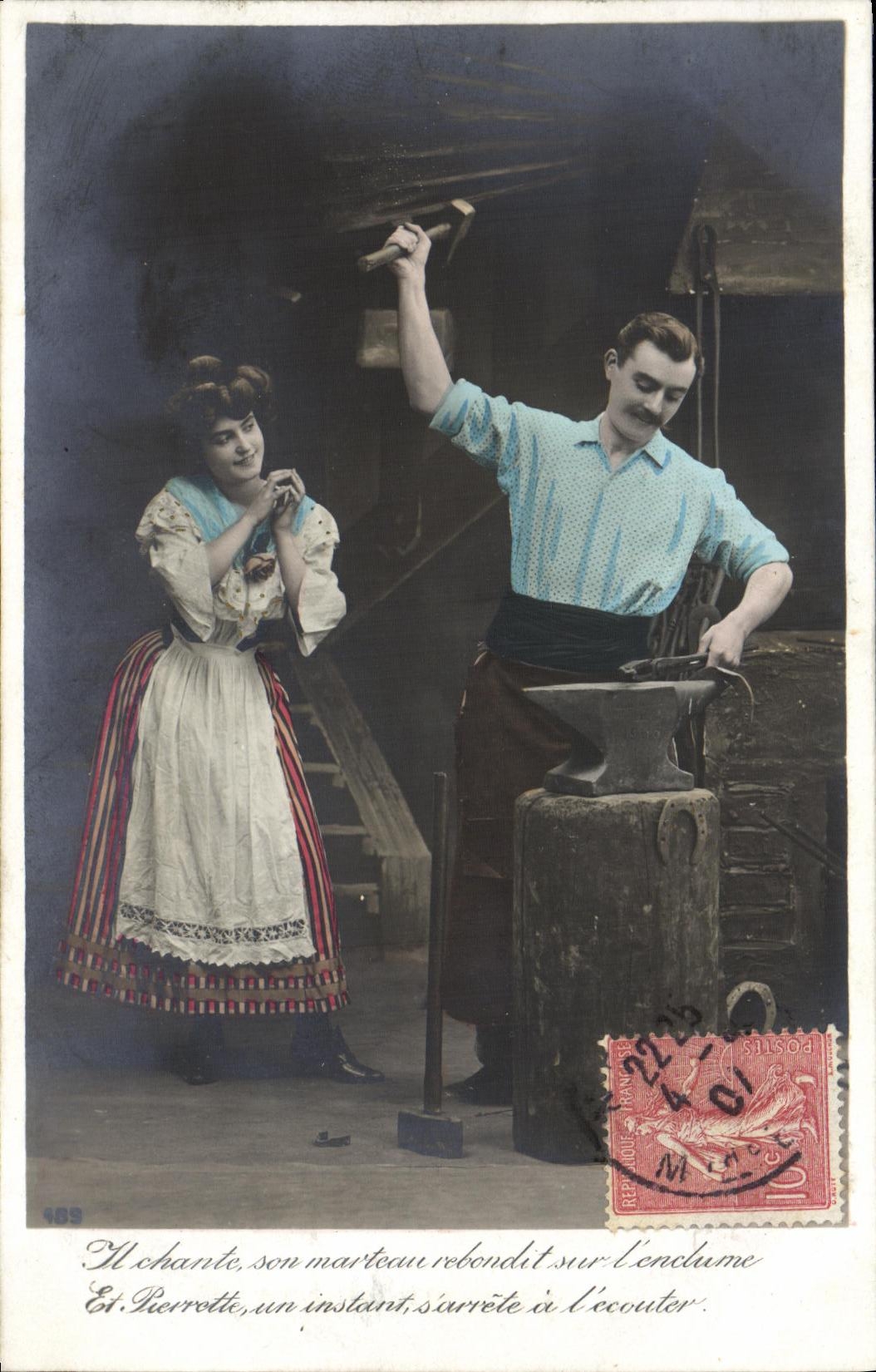 CPA Fantaisie Femme Forgeron