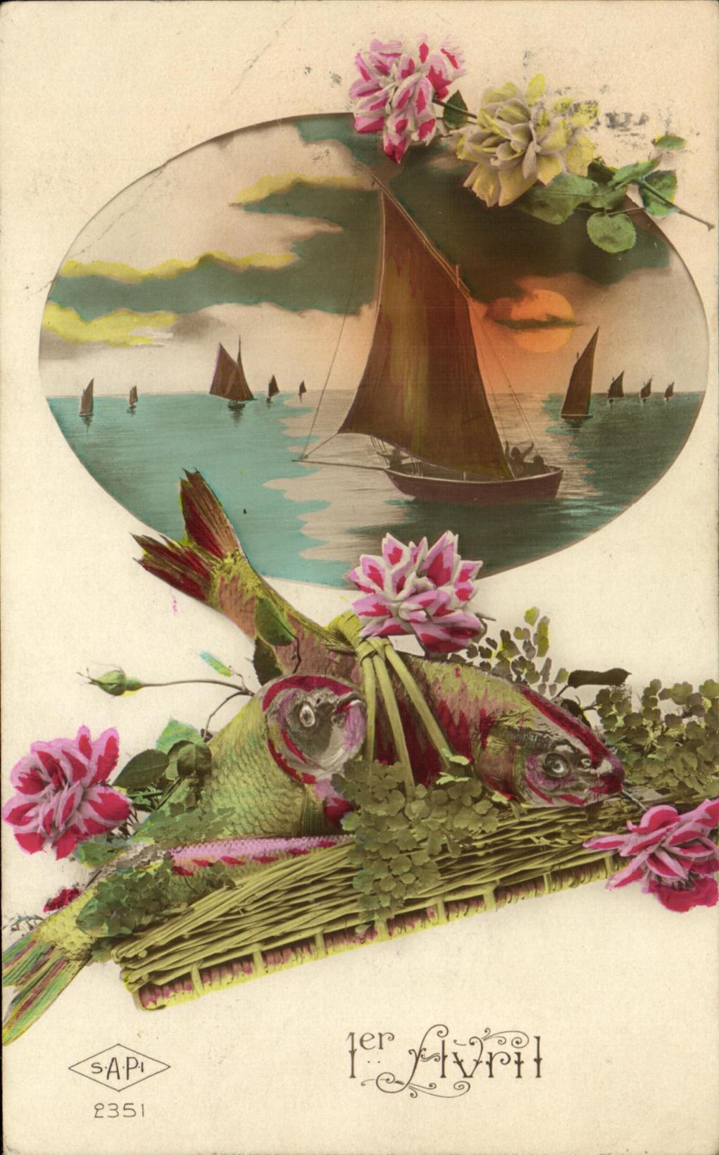 CPA Fantaisie 1er avril Poisson