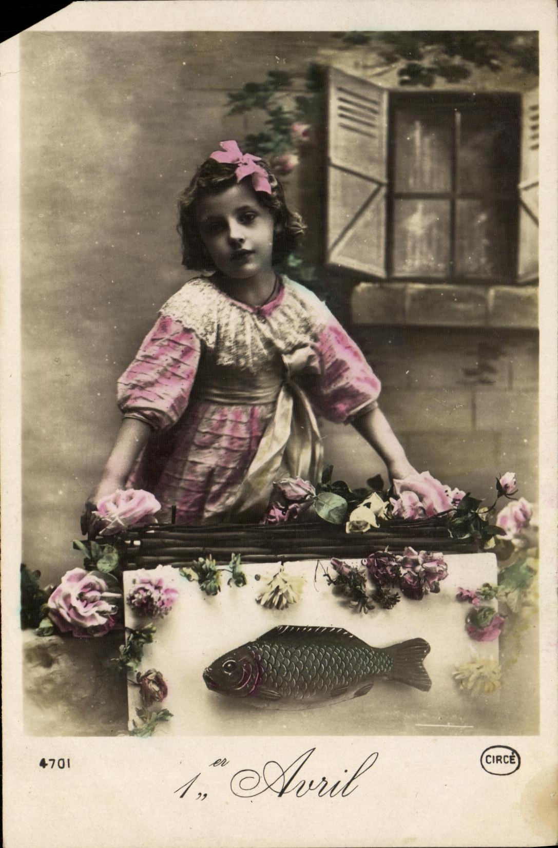 CPA Fantaisie Enfant Poisson 1er Avril