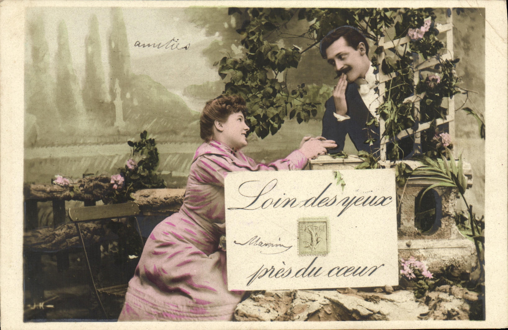 VINTAGE POSTCARD Fantasy Woman Far from the eyes close to the heart Sower