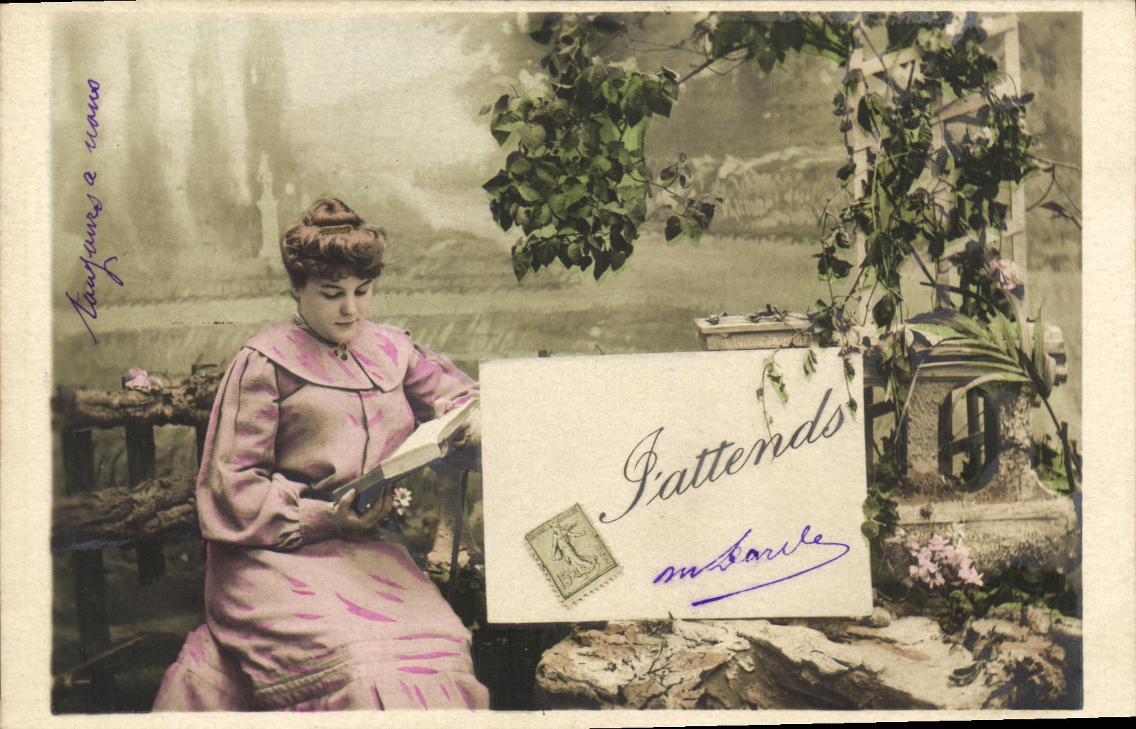 CPA Fantaisie Femme Semeuse J attends