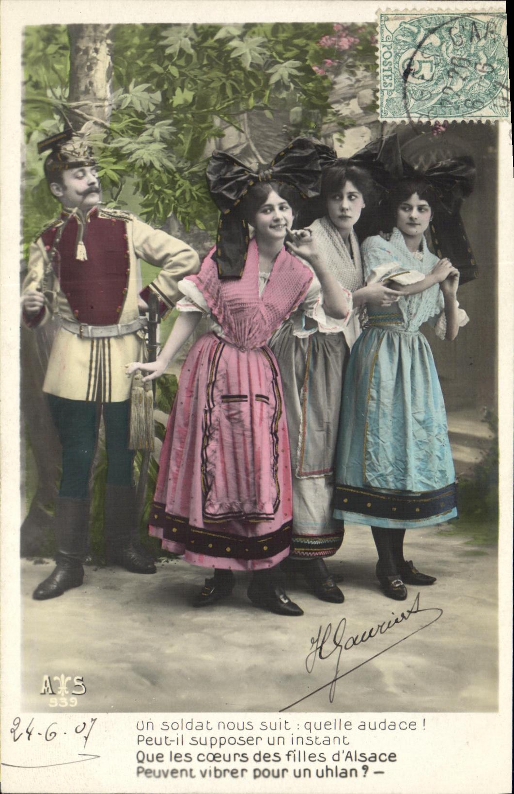 CPA Fantaisie Femmes Alsace Militaria 