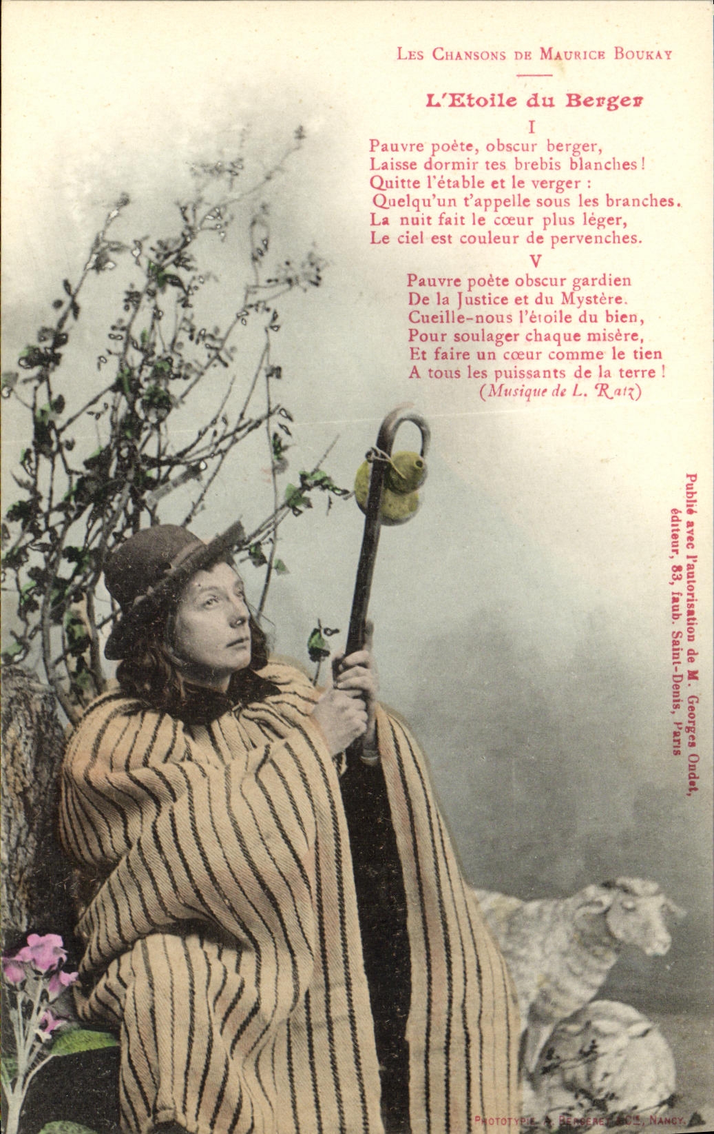 CPA Fantaisie Femme Maurice Boukay L etoile du berger Moutons