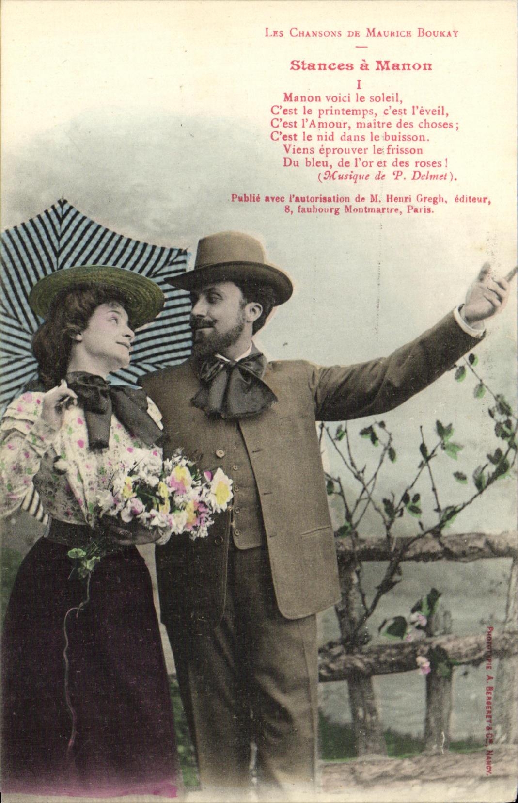 VINTAGE POSTCARD Fantaisie Woman the songs of Maurice Boukat Stances has Manon