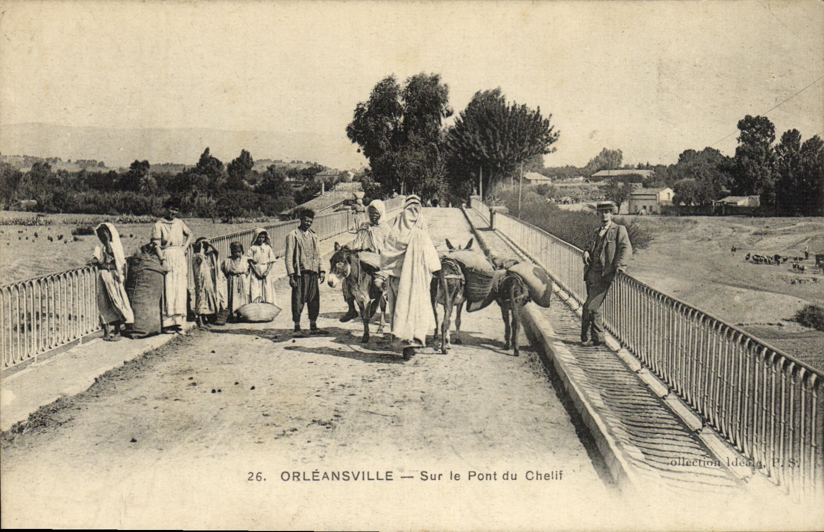 VINTAGE POSTCARD Orleansville Algeria On the bridge of Chelif