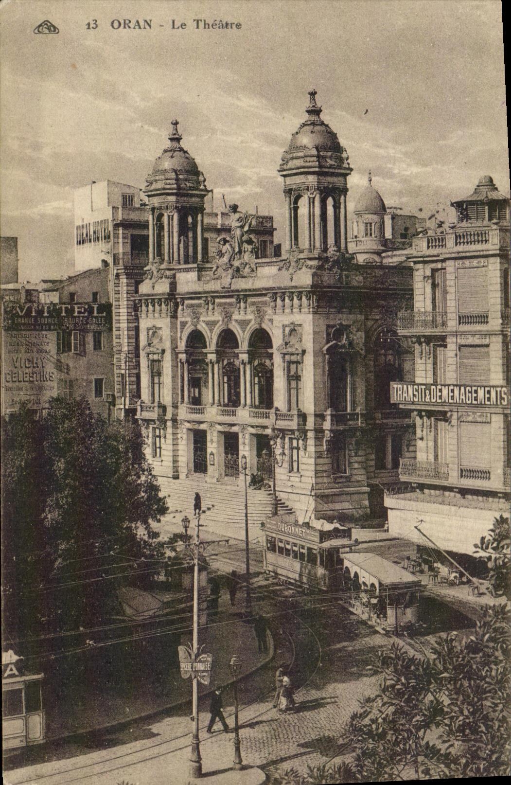 CPA Algerie Oran Le theatre Tramway