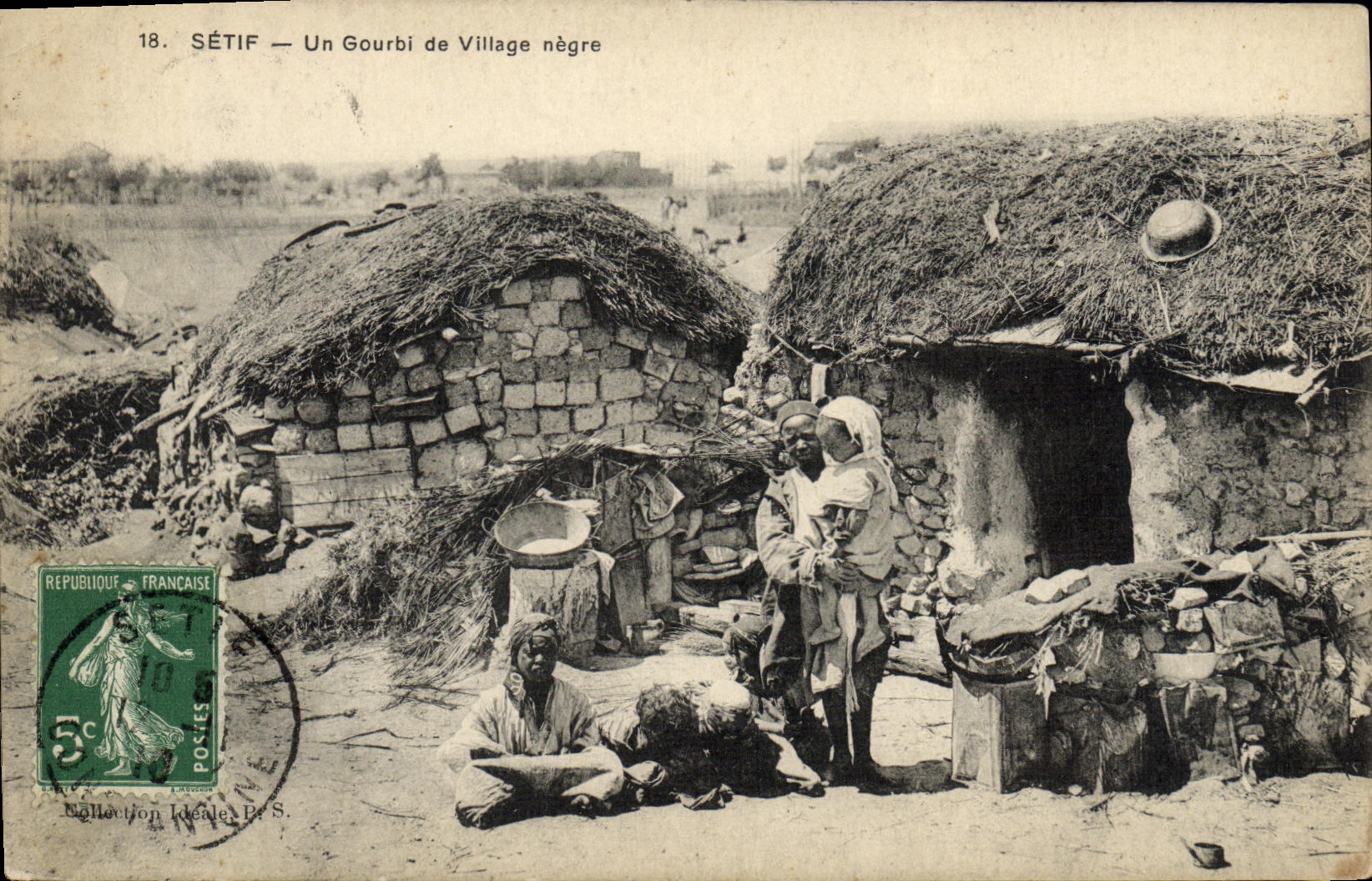 VINTAGE POSTCARD Setif Algeria negro Gourbi of village
