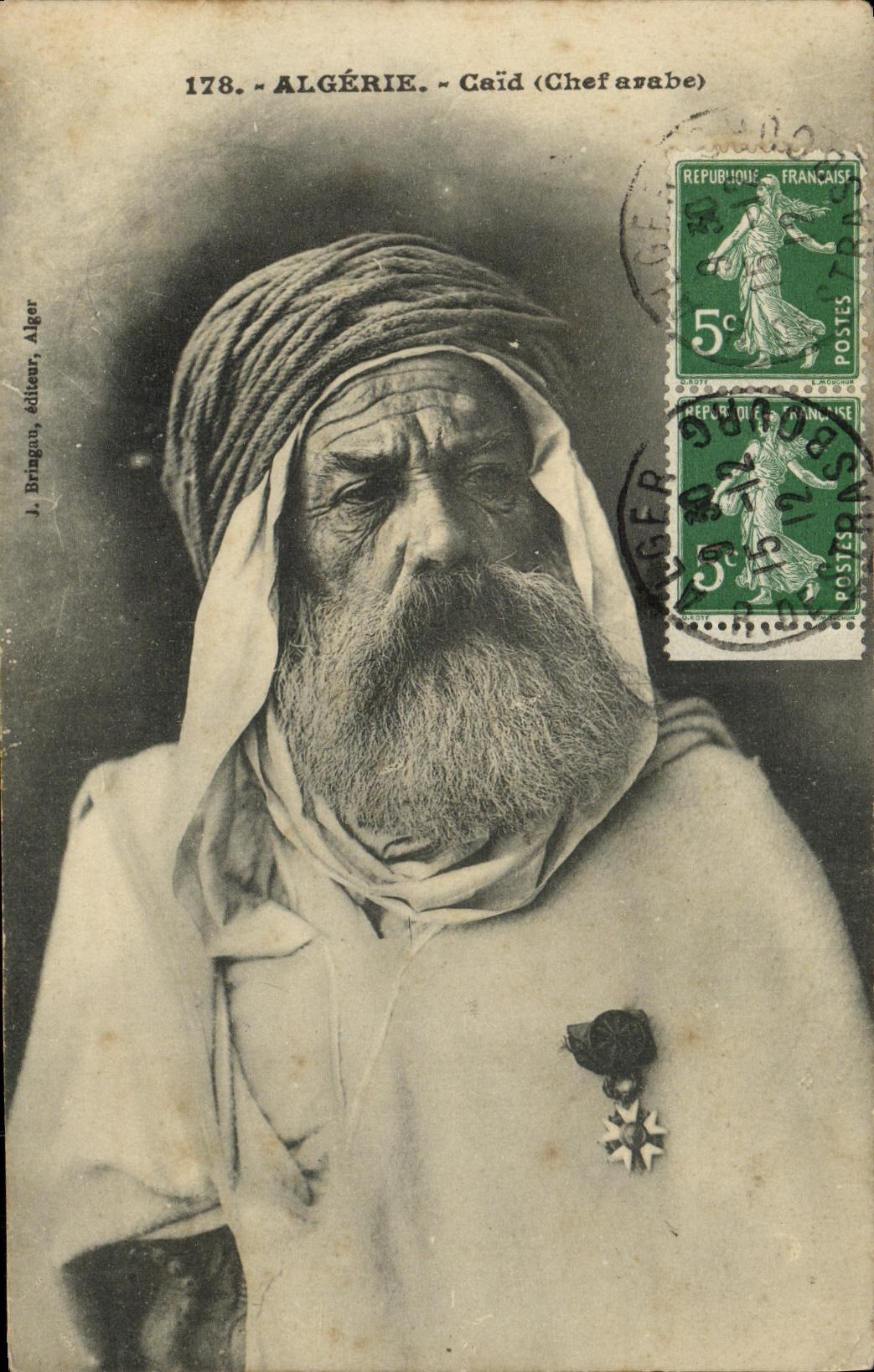 VINTAGE POSTCARD Algeria Arab Caid Chief