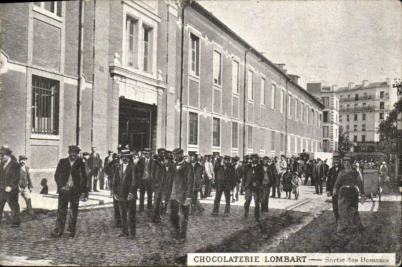 VINTAGE POSTCARD Lombard Chocolate factory Left the men