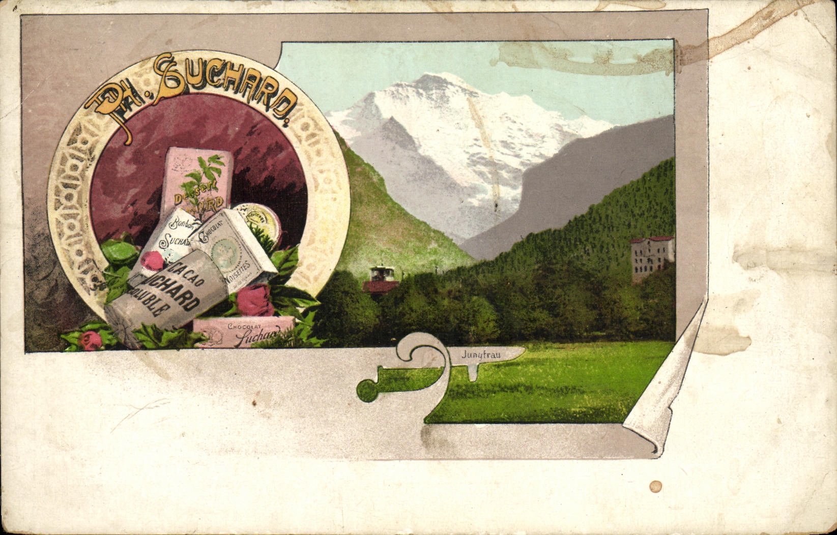 VINTAGE POSTCARD Chocolate Swiss Suchard Jungfrau