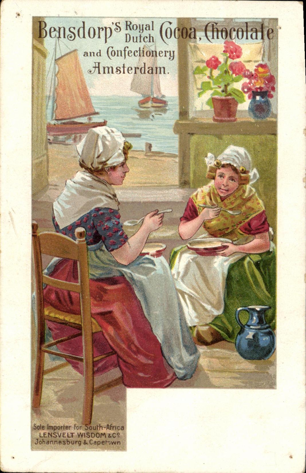 VINTAGE POSTCARD Fantasy Woman Bensdorp Amsterdam Chocolate