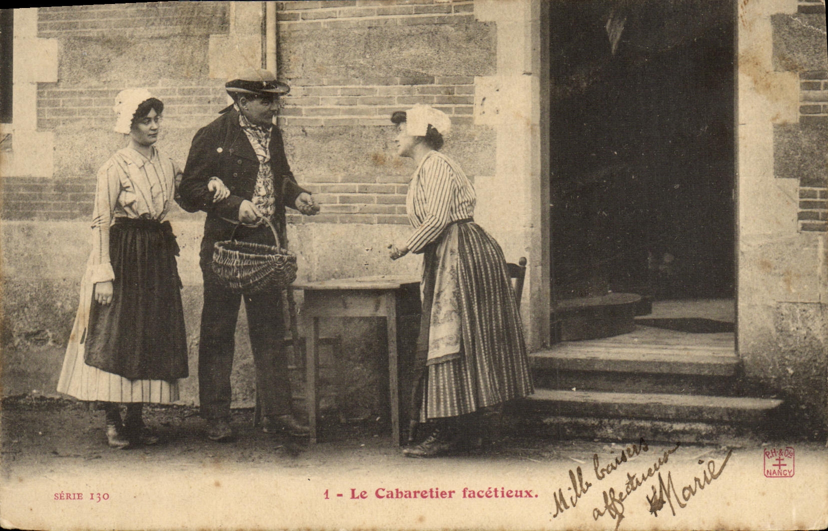 CPA Fantaisie Femme Le cabaretier facetieux Folklore 