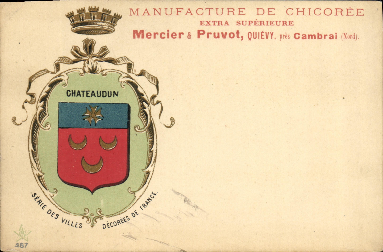 Cambray de Meci Pruvot Quievy Chateaudun de la fabricacion de Chicorey de la POSTAL de la VENDIMIA