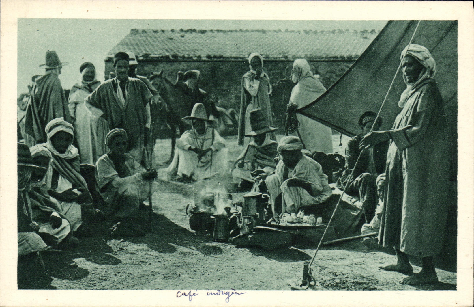 VINTAGE POSTCARD indigenous Coffee Algeria
