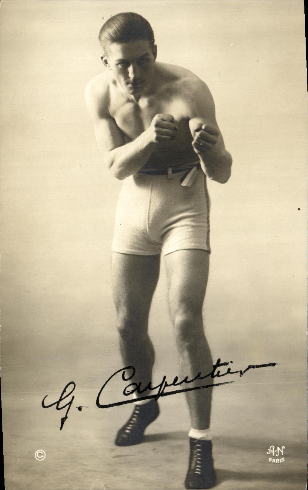 CPA Boxe dedicacee Carpentier 