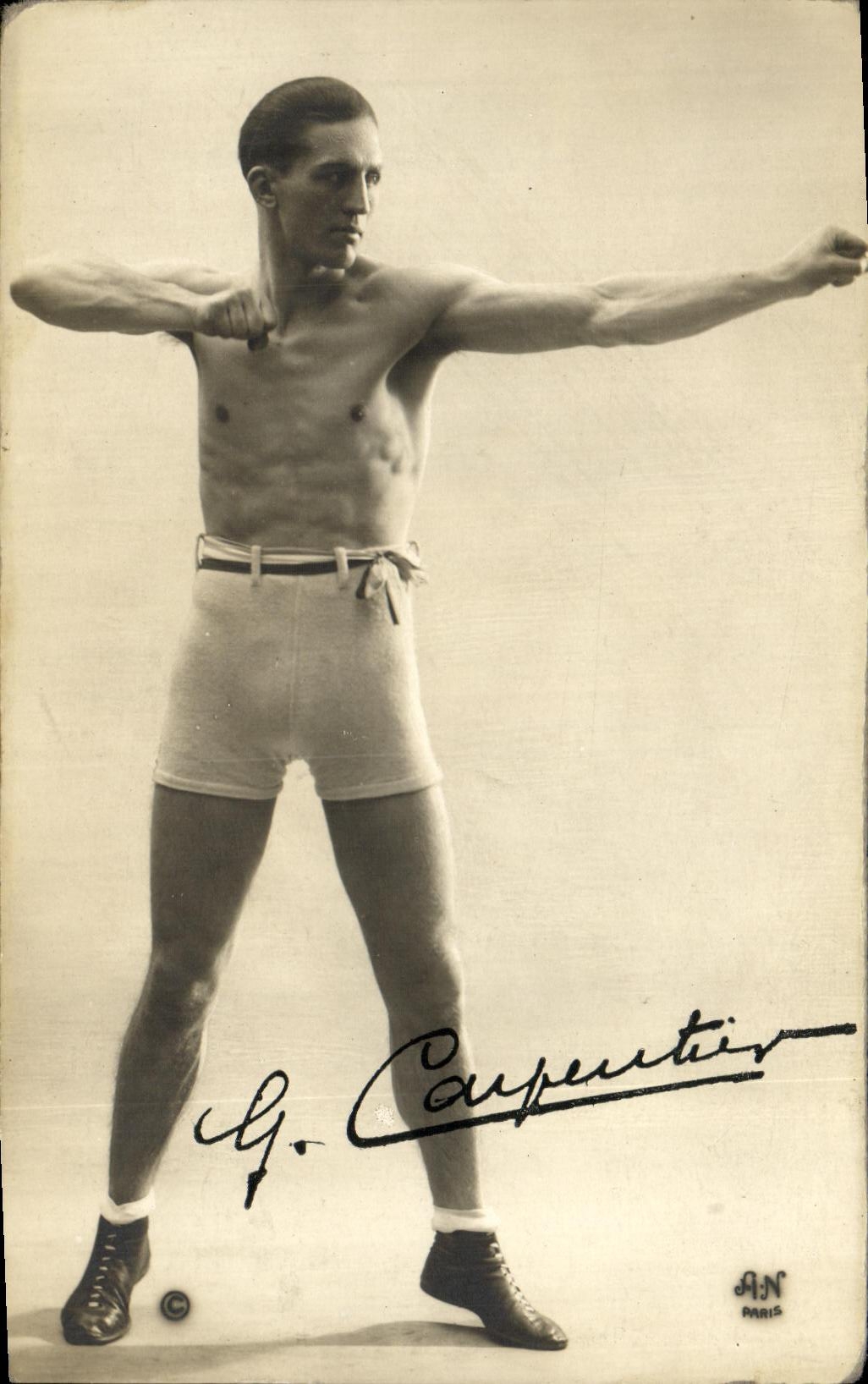 CPA Boxe dedicacee Carpentier