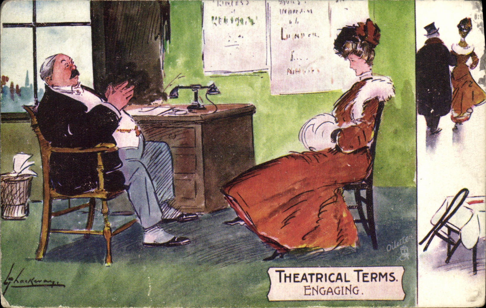 VINTAGE POSTCARD Theatrical terms Engaging