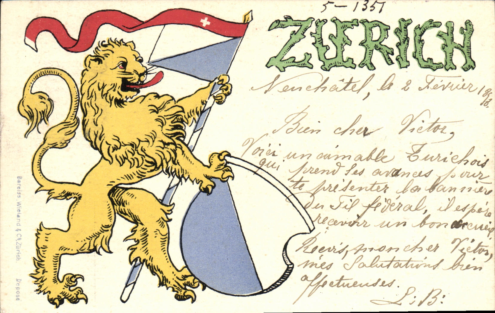CPA Fantaisie Suisse Lion 