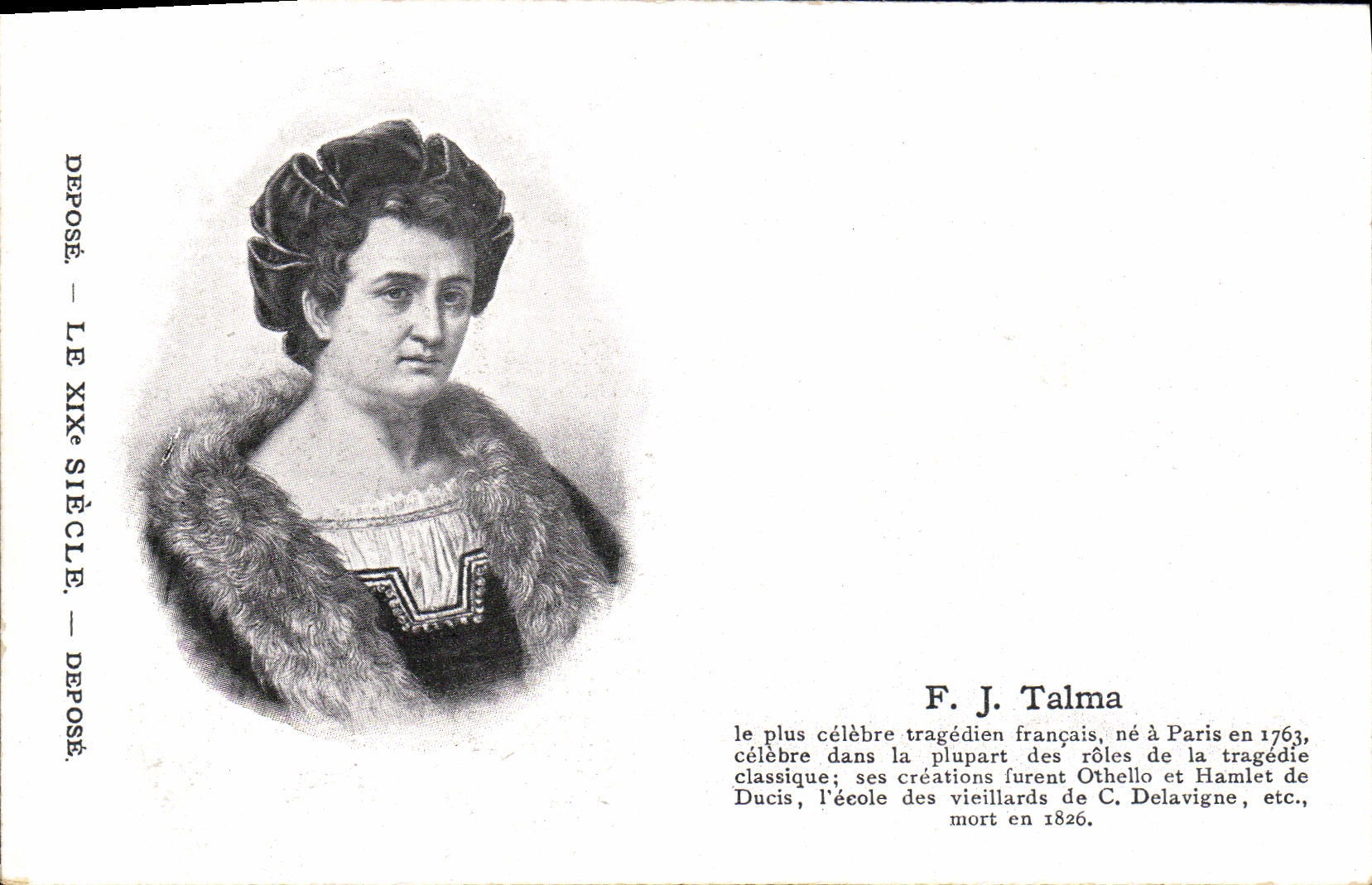 CPA Fantaisie Femme Talma Tragedien ne a Paris en 1763 Theatre 