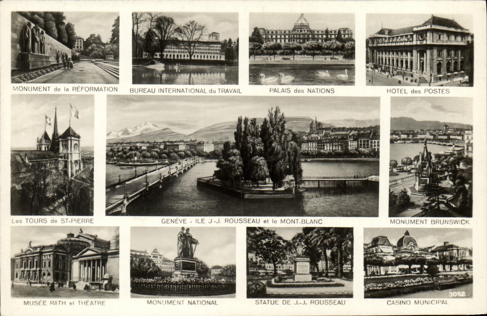 VINTAGE POSTCARD Swiss Island JJ Rousseau Mont Blanc