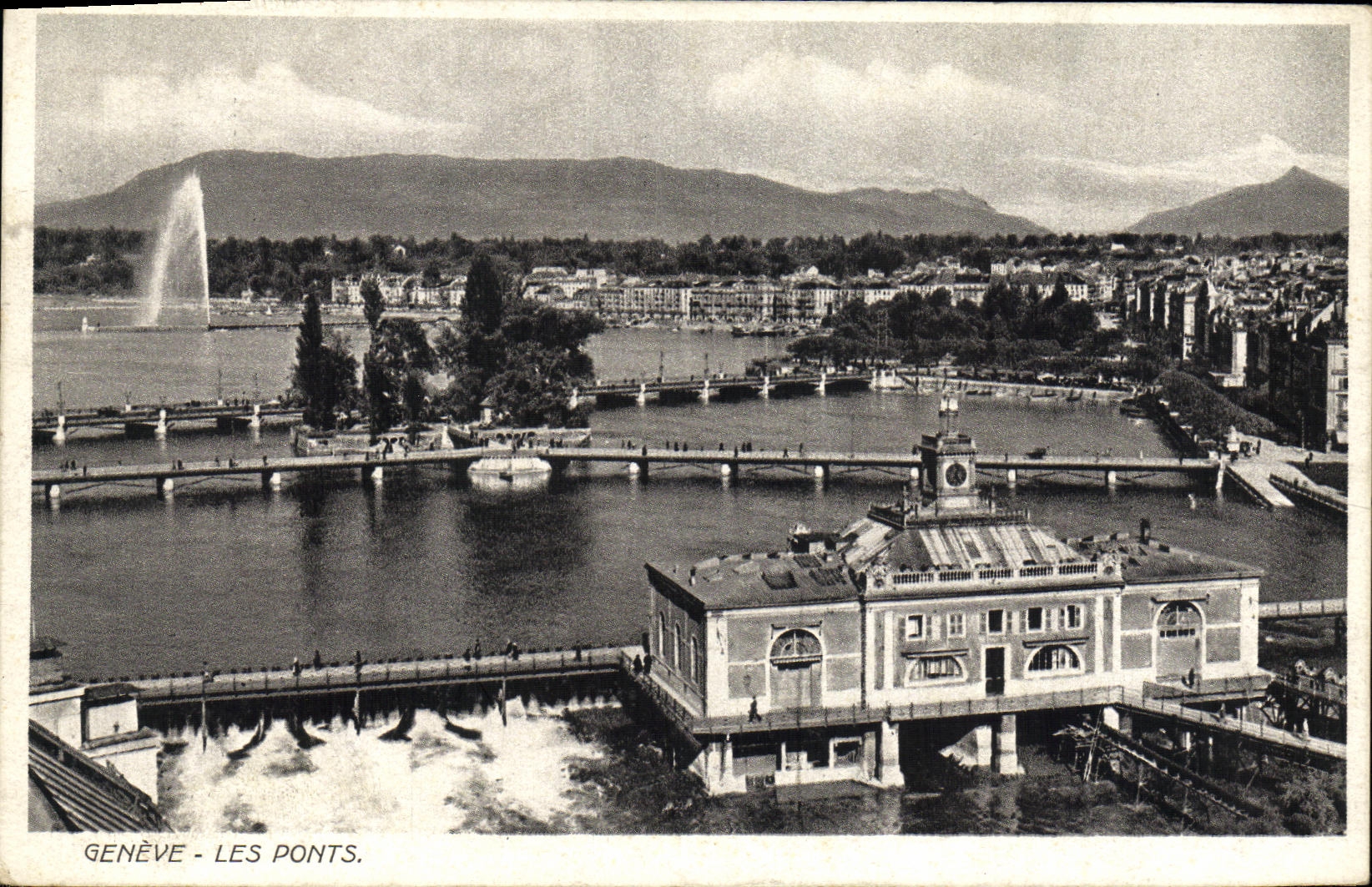 VINTAGE POSTCARD Geneva bridges